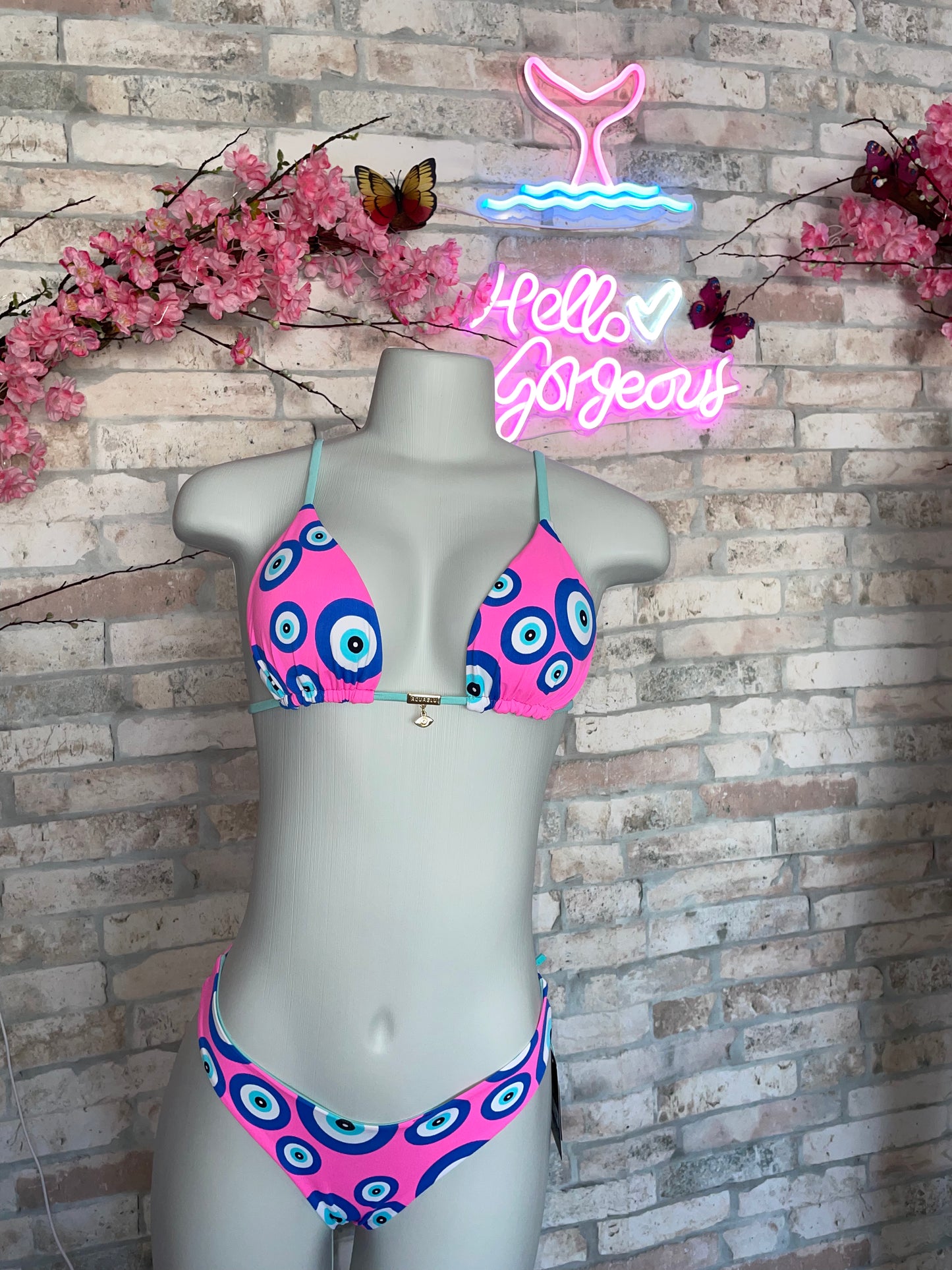 Top Bikini Bianca Evil Eye Pink Reversible