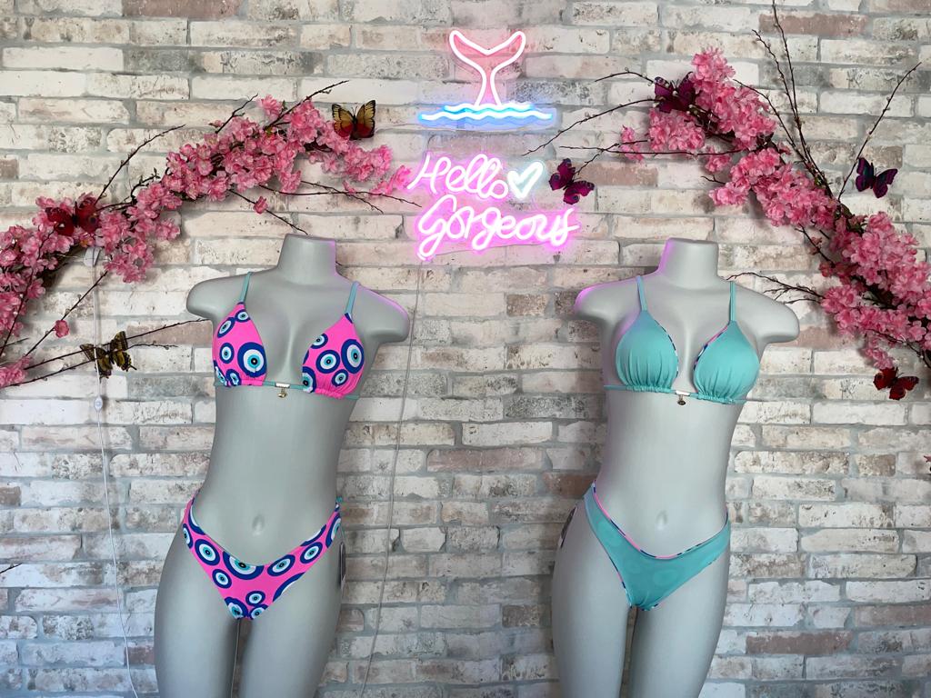 Bikini Bianca Evil Eye Pink Reversible