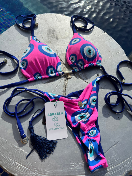 Bikini Mia Evil Eye Pink Reversible