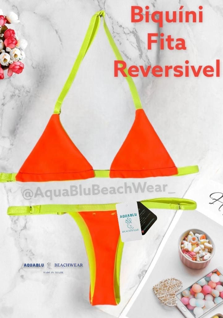 Bikini Fita Neon Reversible Orange
