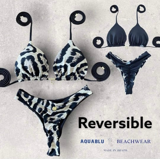 Top Bikini Bianca Animal Print Reversible